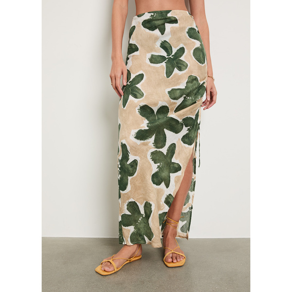 Zulu and Zephyr Ruched Linen Skirt
