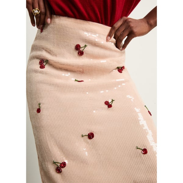 Des Phemmes Cherries Sequin Skirt
