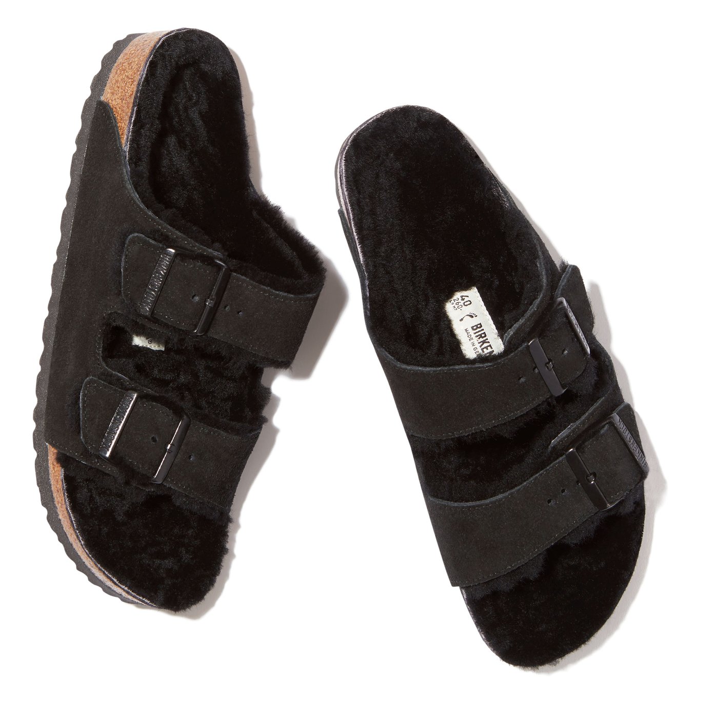 Arizona Suede And Shearling Sandals in Black - Birkenstock