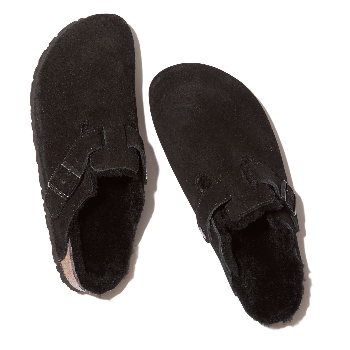 Birkenstock Suede Boston Clogs in Shearling