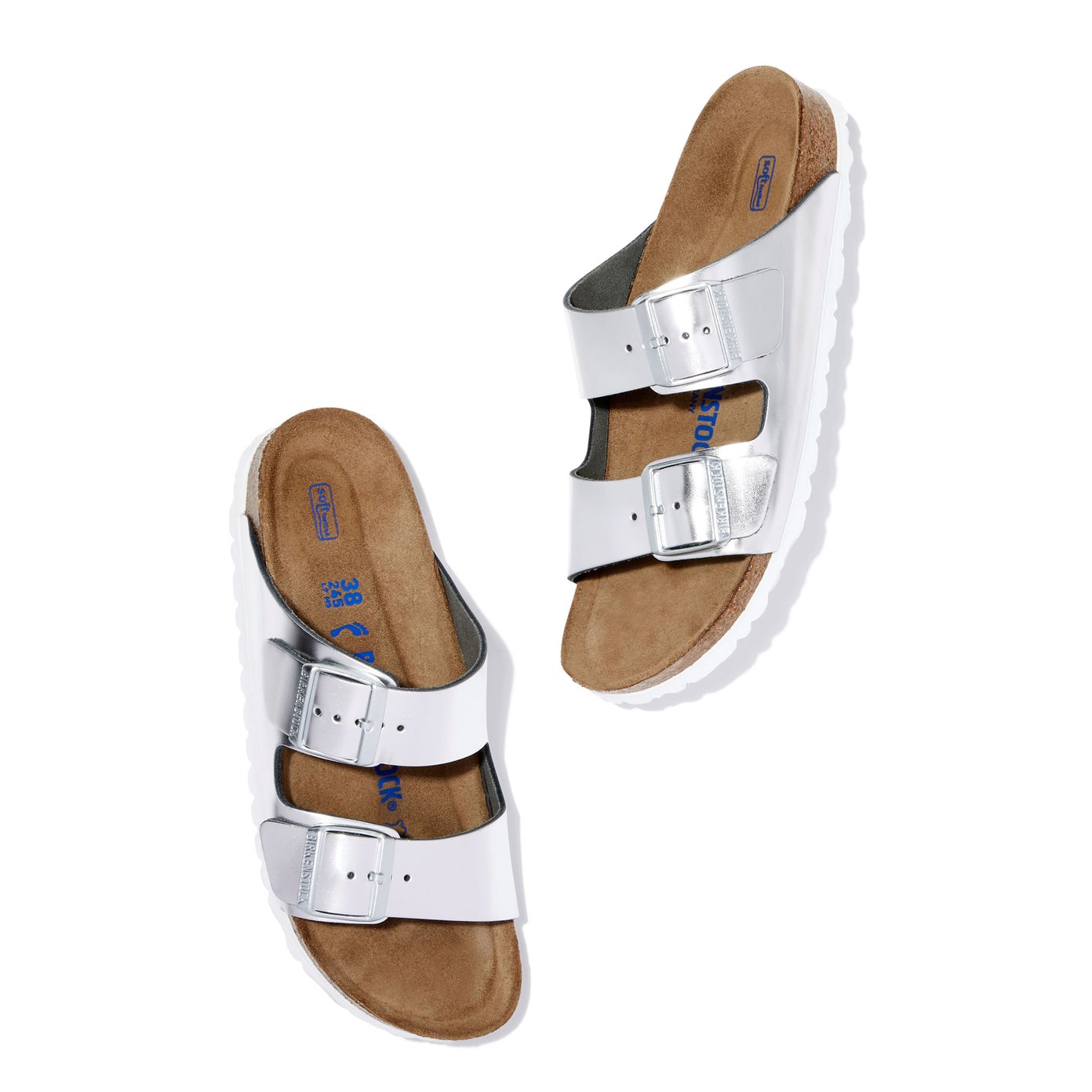 Birkenstock arizona soft footbed silver metallic cheap