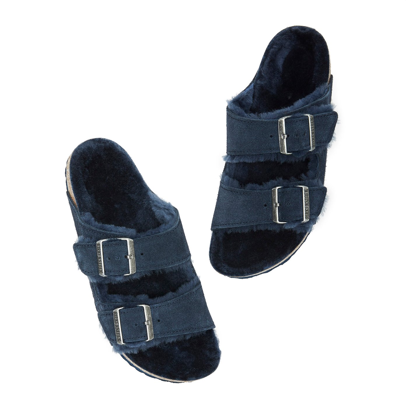 Blue shearling birkenstocks deals