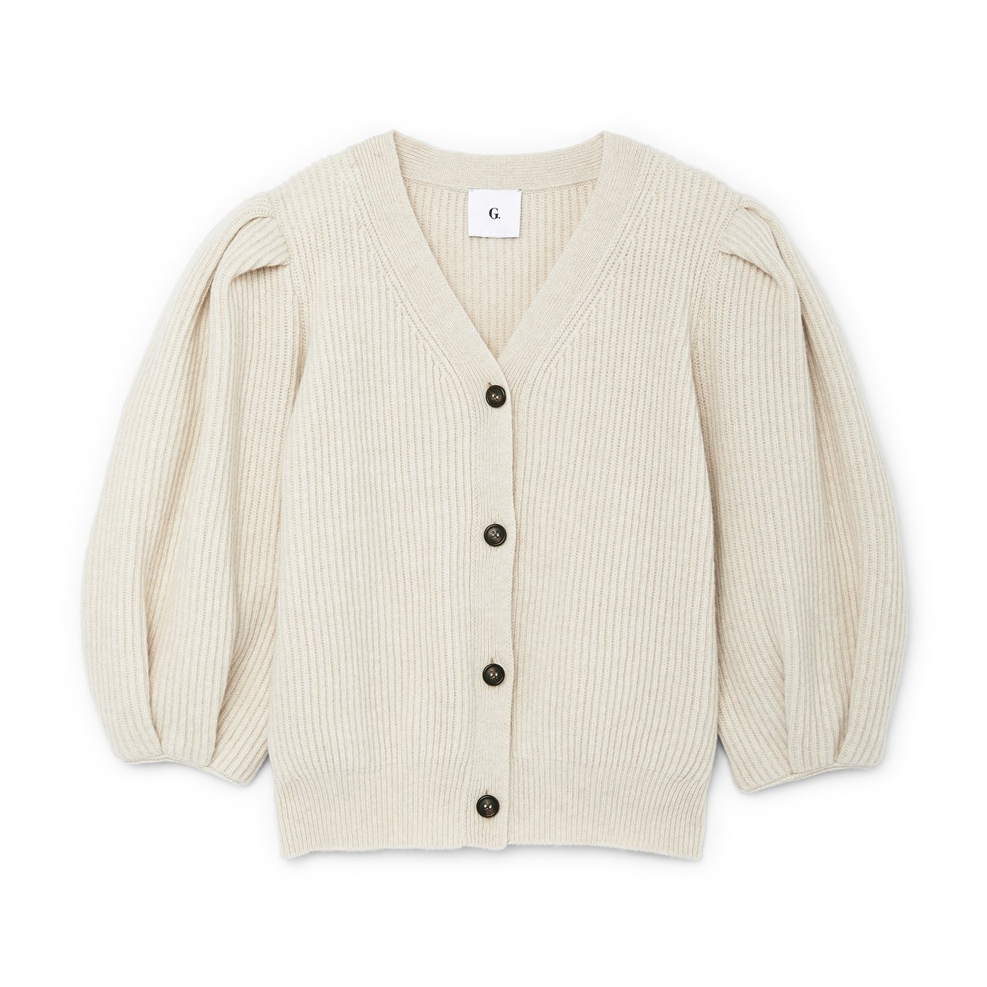 G. Label by goop Foster Ribbed Puff-Sleeve Cardigan | goop