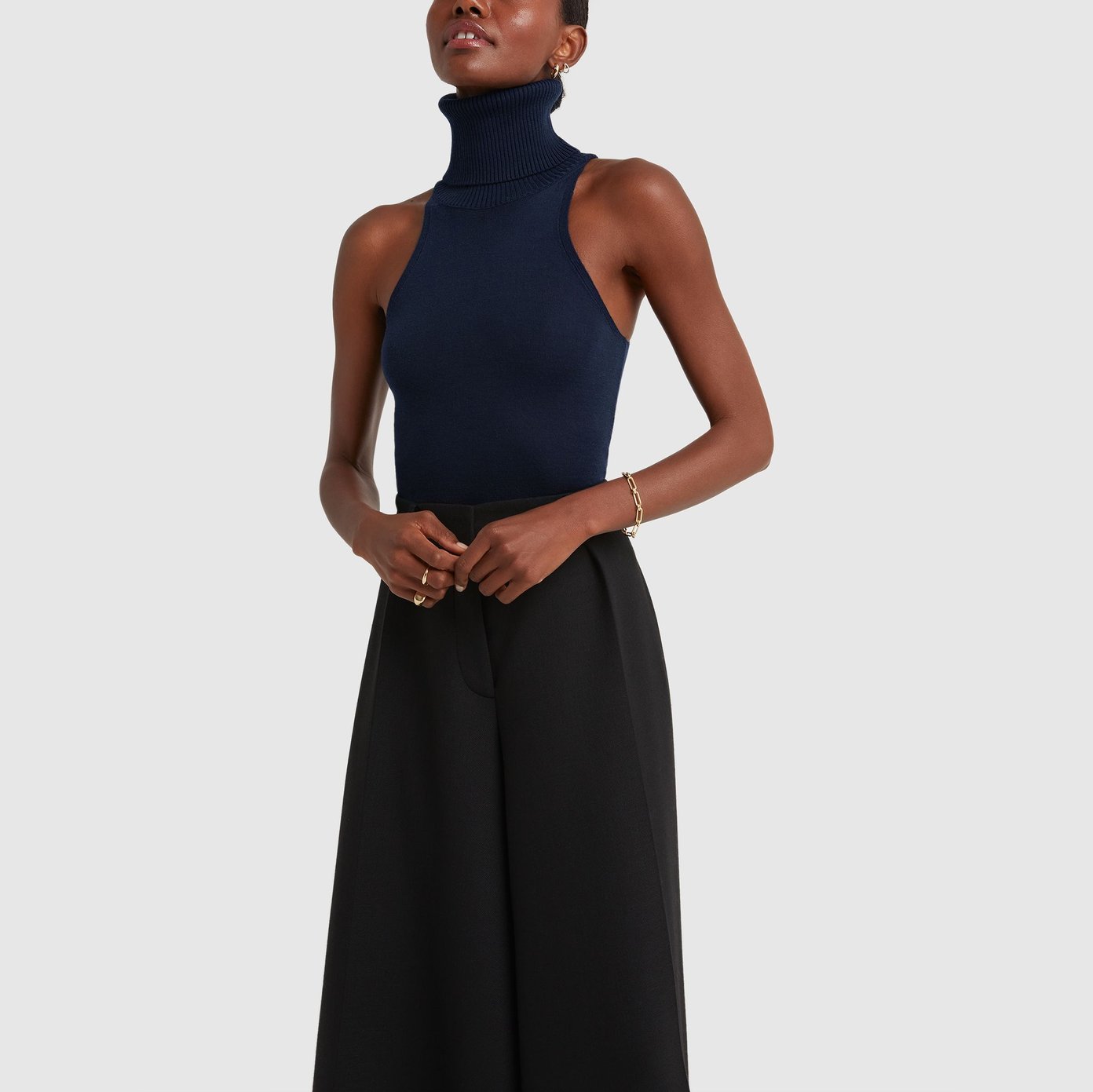 Shop Sleeveless Shift Dress with Polo Neck Online