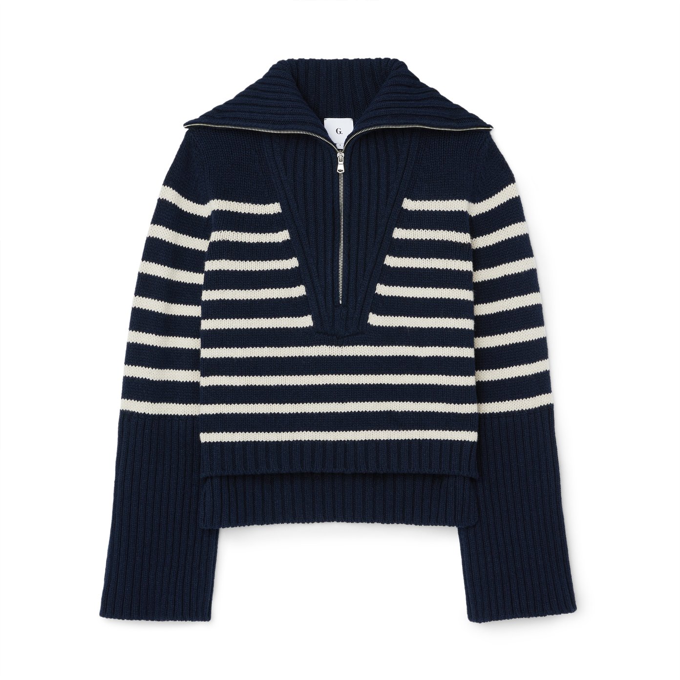 G. Label by goop Shand Half-Zip Striped Sweater