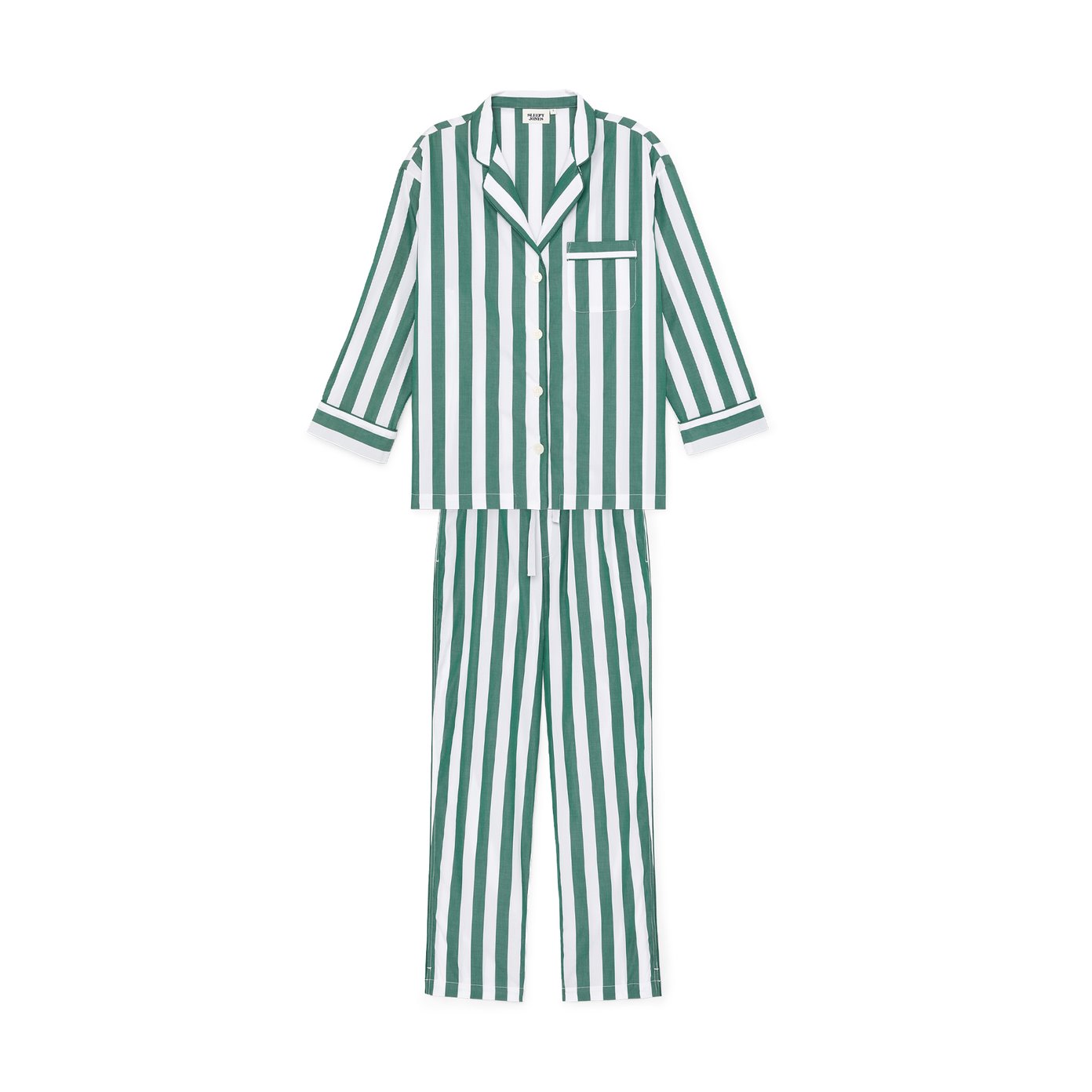 SLEEPY JONES  Marina Pajama Set in Green, Navy, & Cream Shadow Stripe –  Sleepy Jones