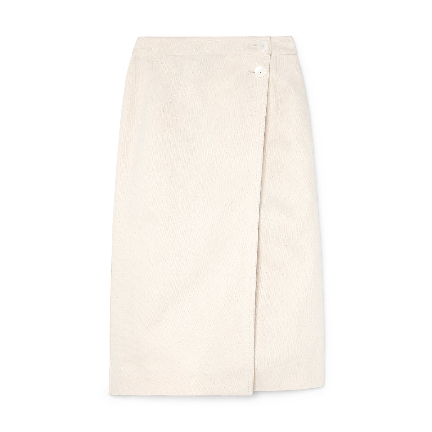 White cotton top twill wrap skirt