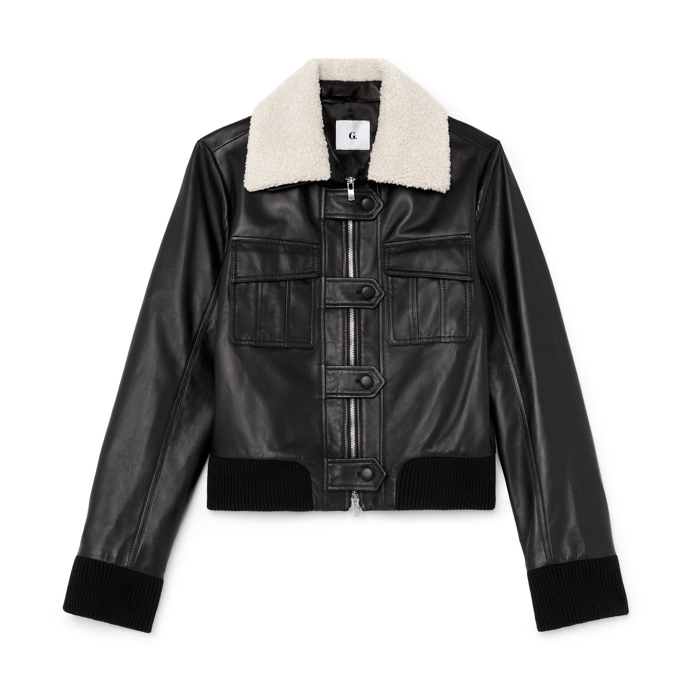 Leather jacket hot sale sherpa