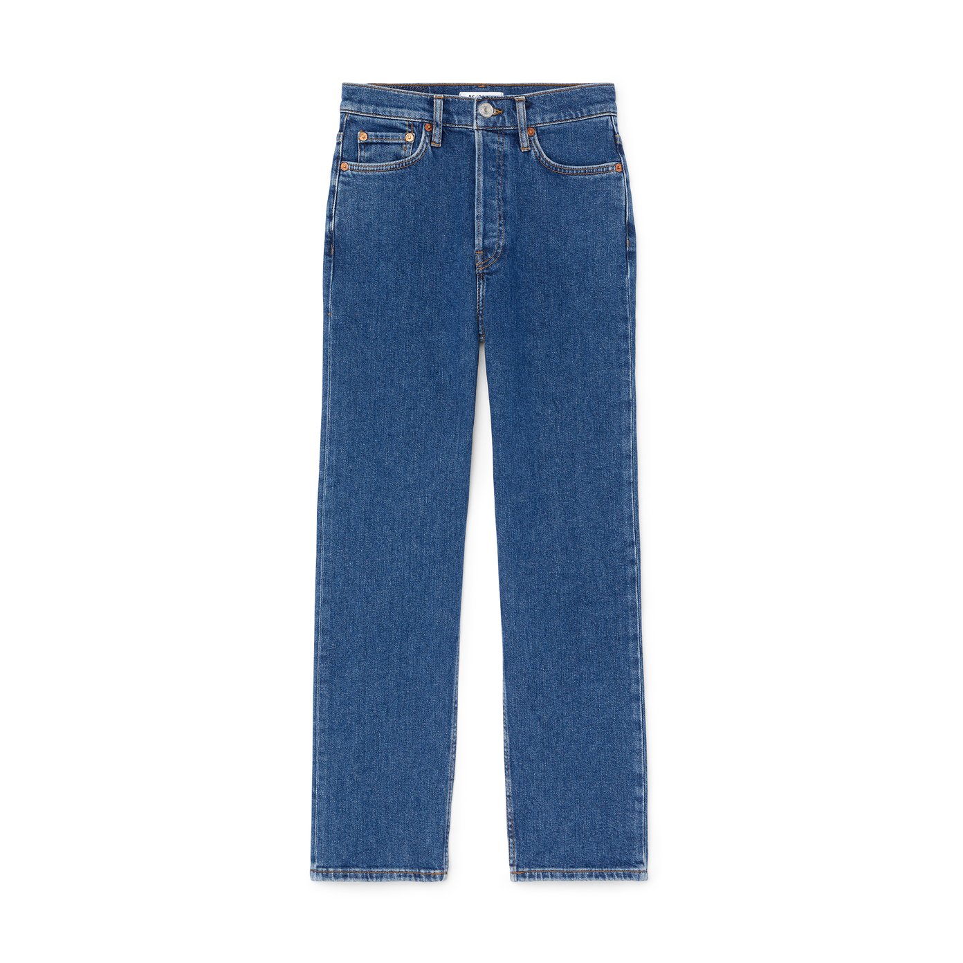 Navy Ultra High Rise Stove Pipe Jeans by Re/Done on Sale