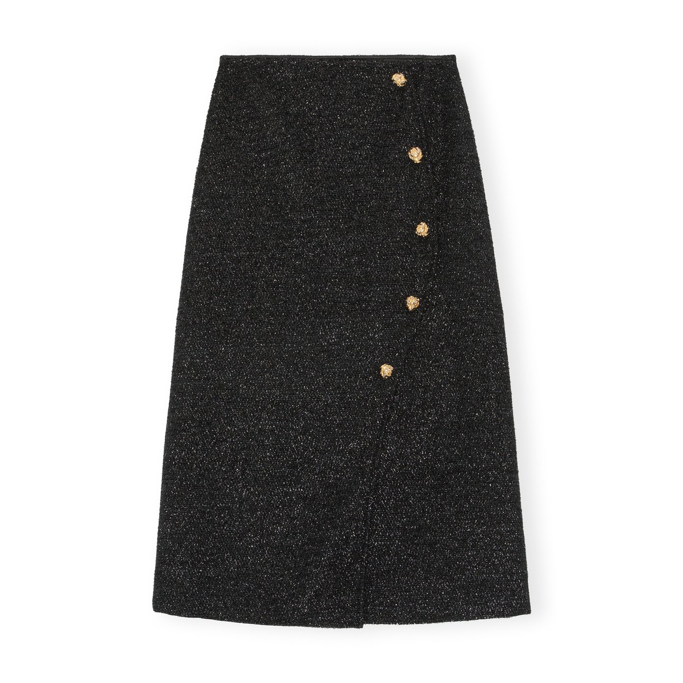 GANNI Embellished denim mini wrap skirt