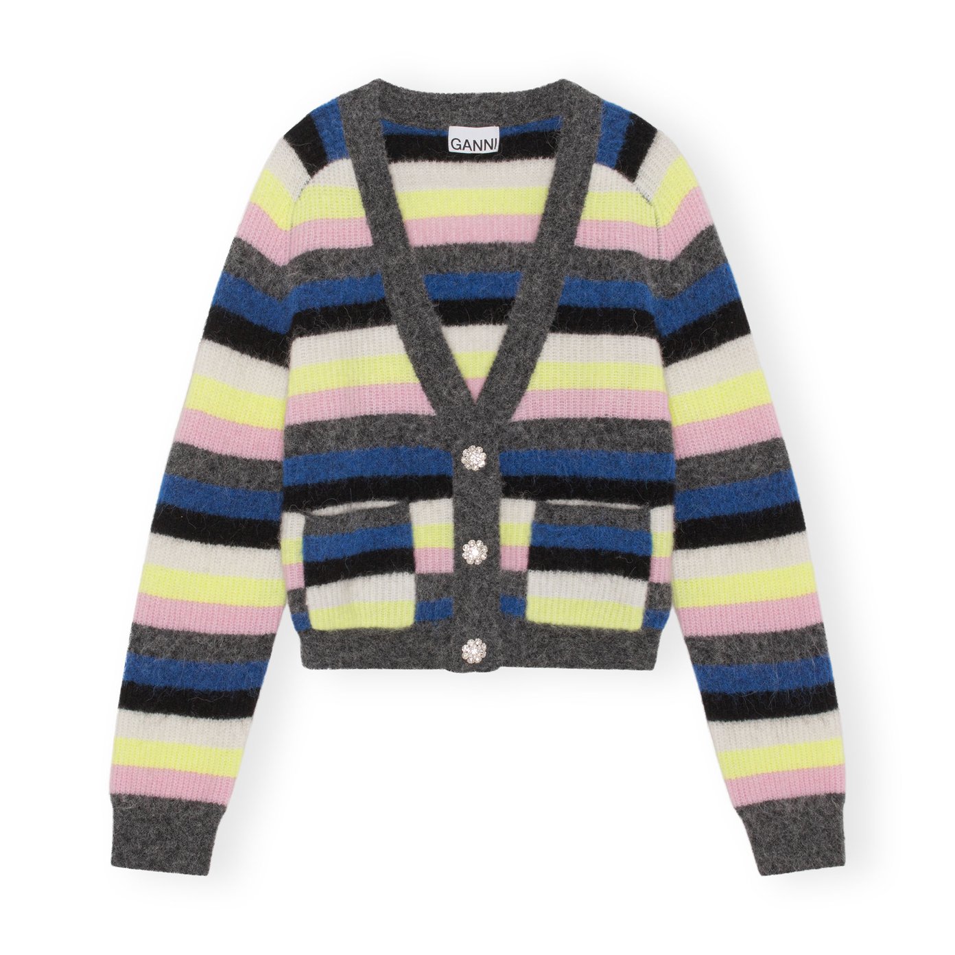 Ganni Soft Wool Knit Striped Cardigan | goop