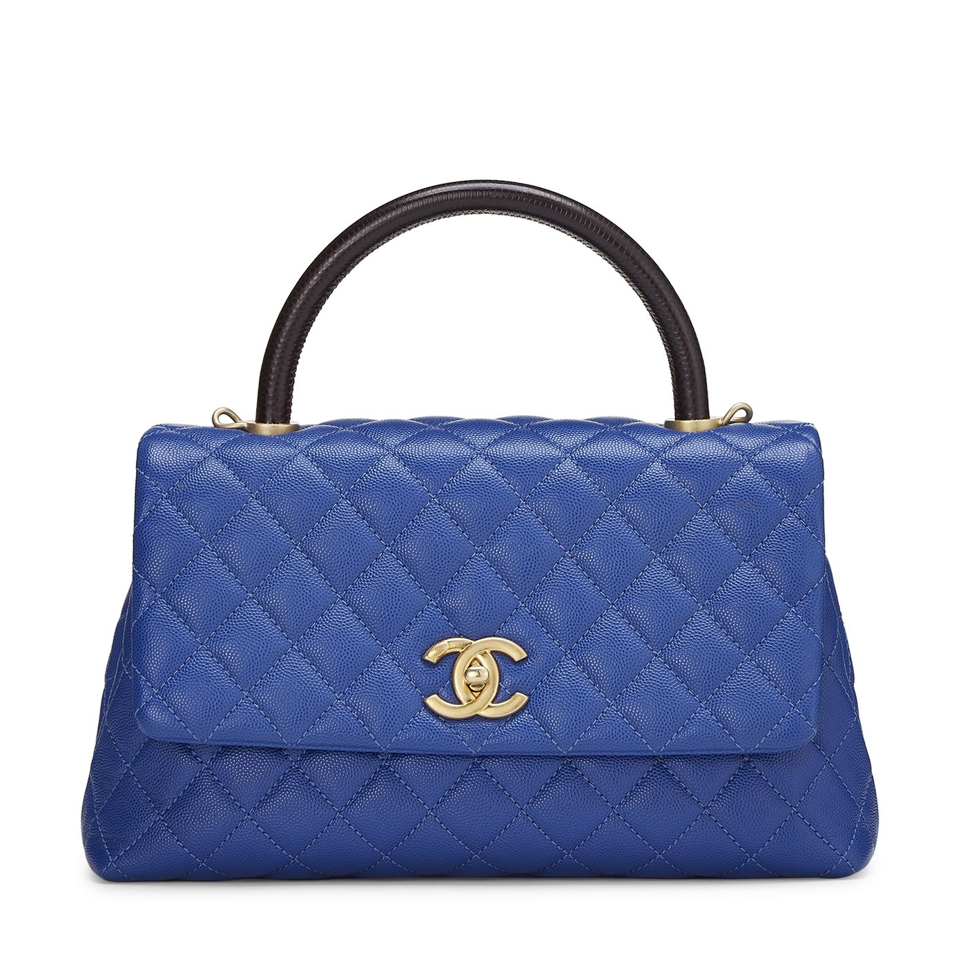 What Goes Around Comes Around Chanel Blue Caviar Coco Handle Bag