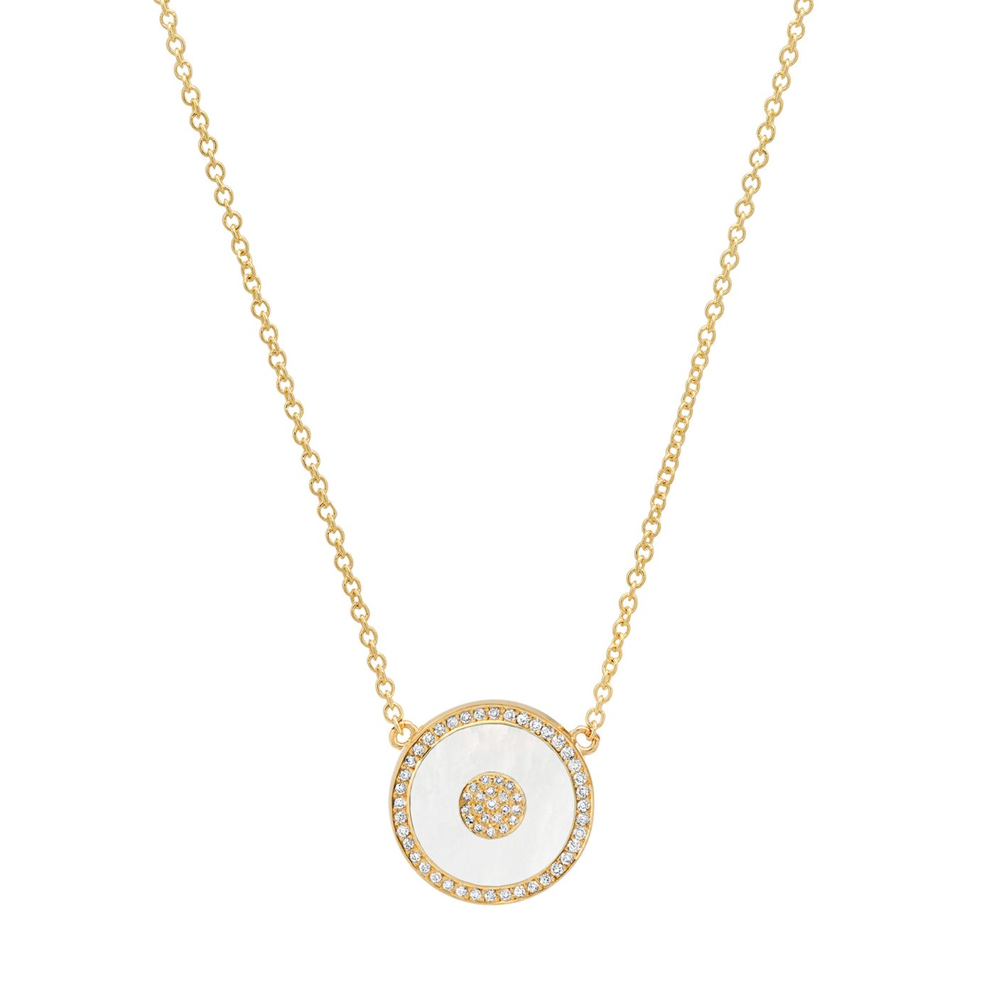 Jennifer Meyer Mini Mother of Pearl Inlay Diamond Evil Eye Necklace