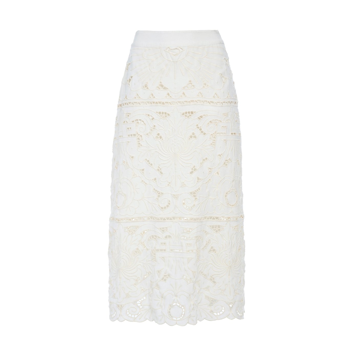 White eyelet shop pencil skirt