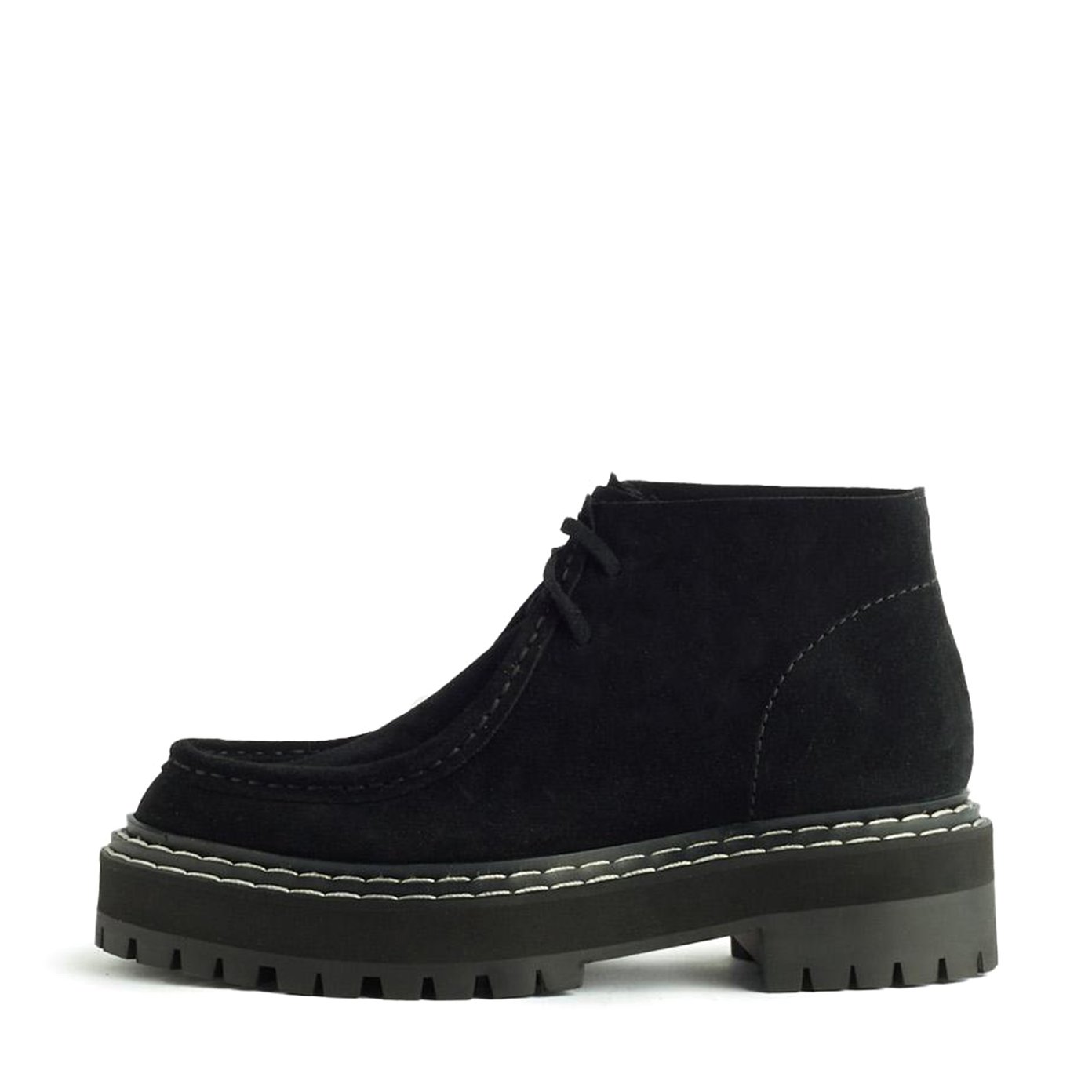 Black Platform Boots - Double Platform Boots - Faux Suede Boots