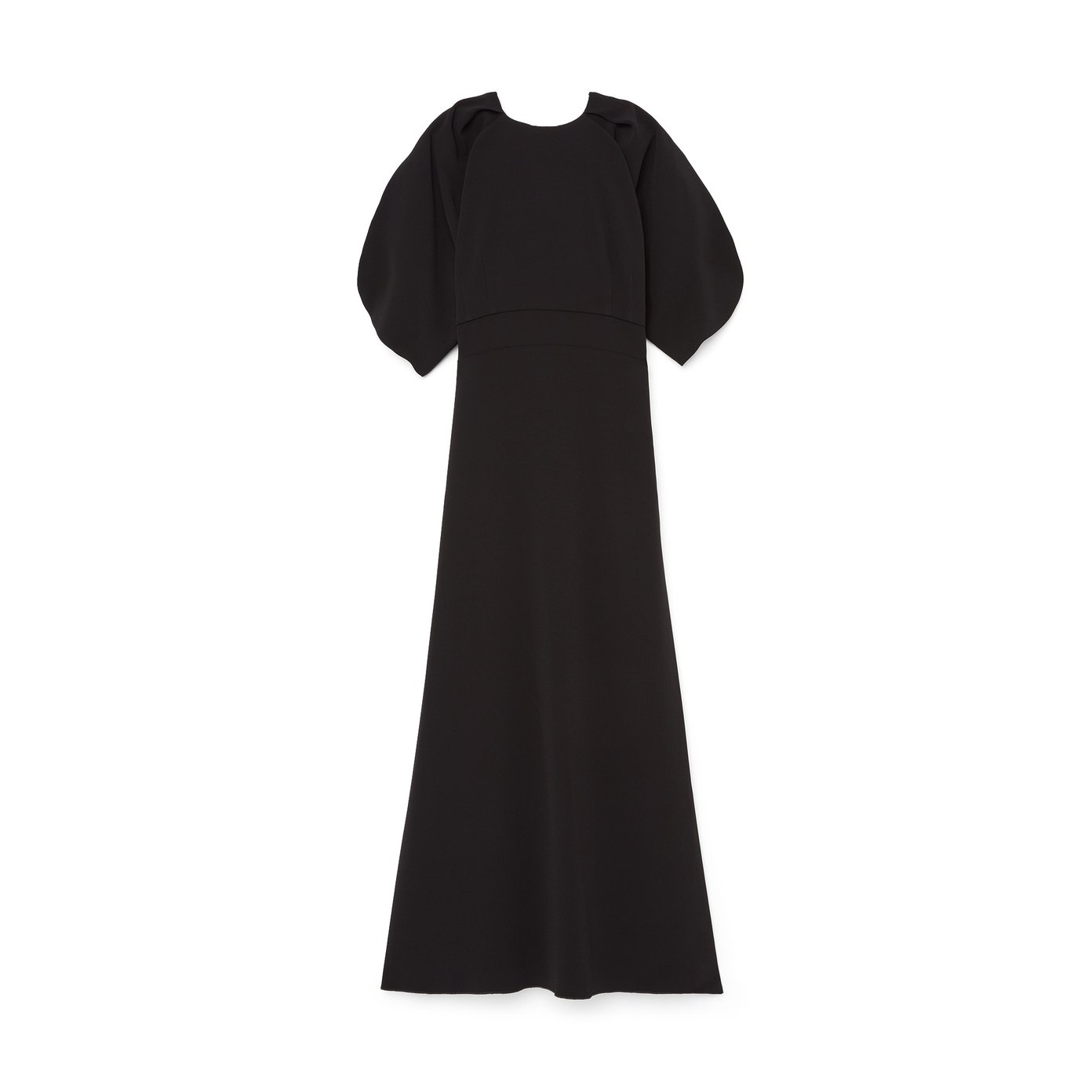 Fold-over Collar Gathered Silk Midi Dress - Ready to Wear