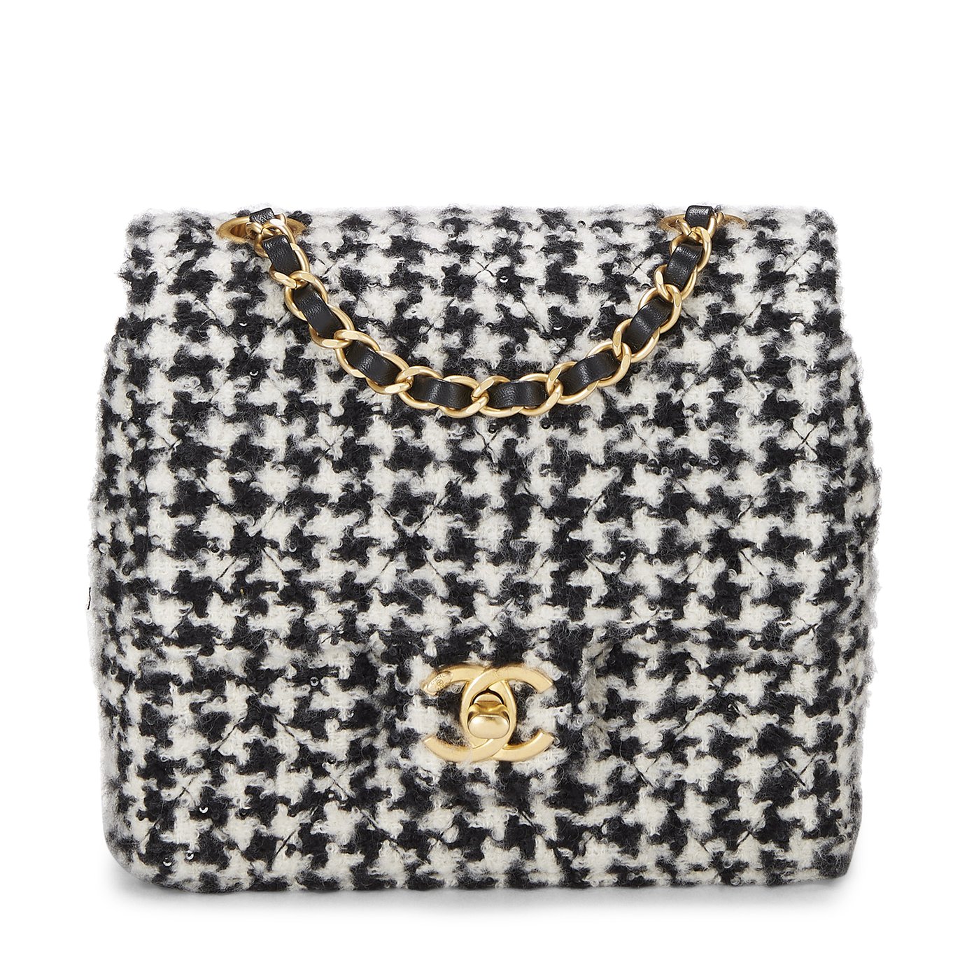 What Goes Around Comes Around Chanel Houndstooth Wool Square Flap