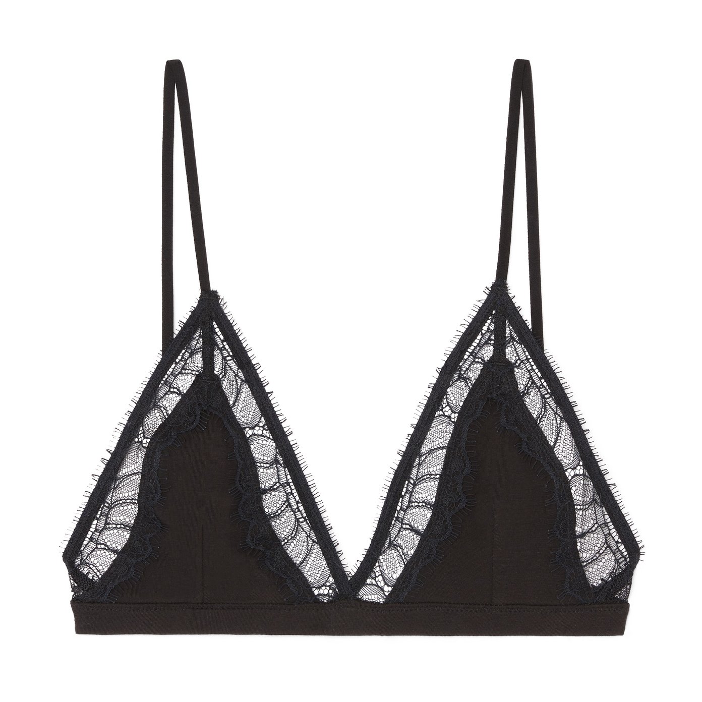 Lace triangle bra in Black for