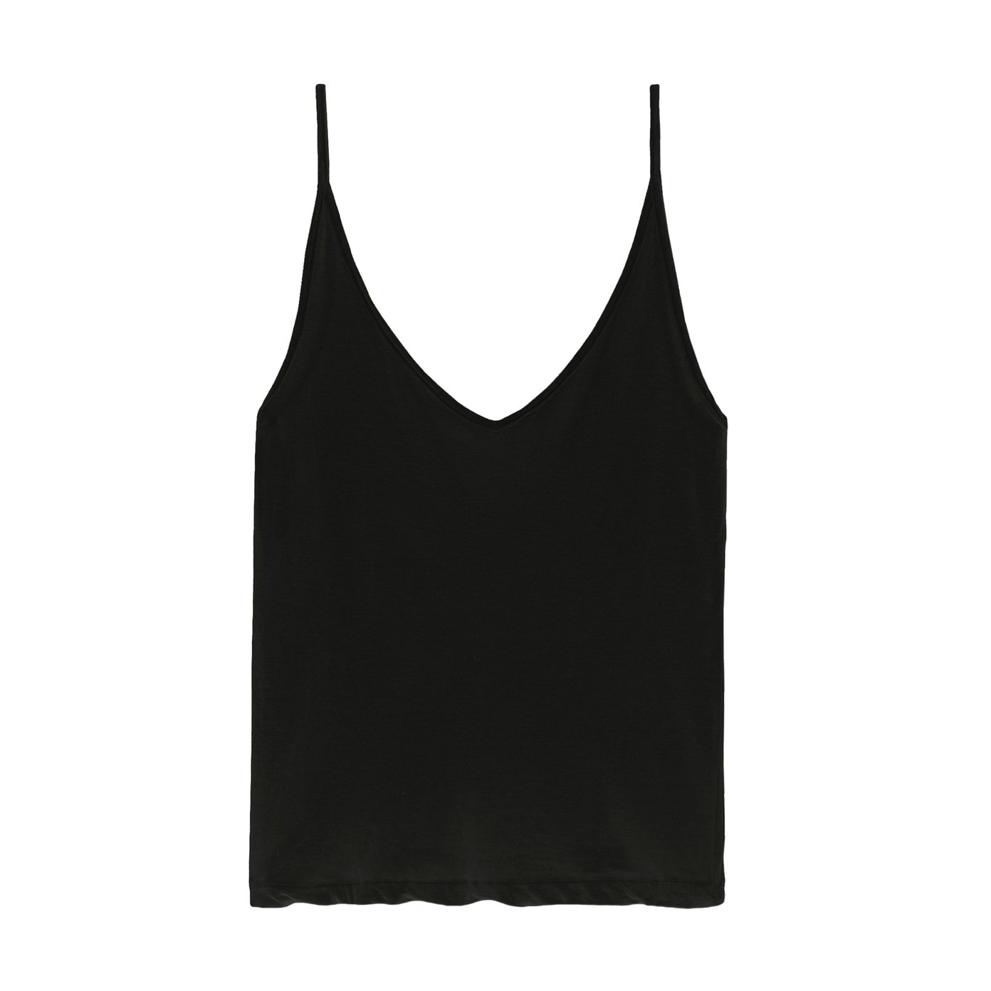 Cotton Thin Strap Tank Top in Black