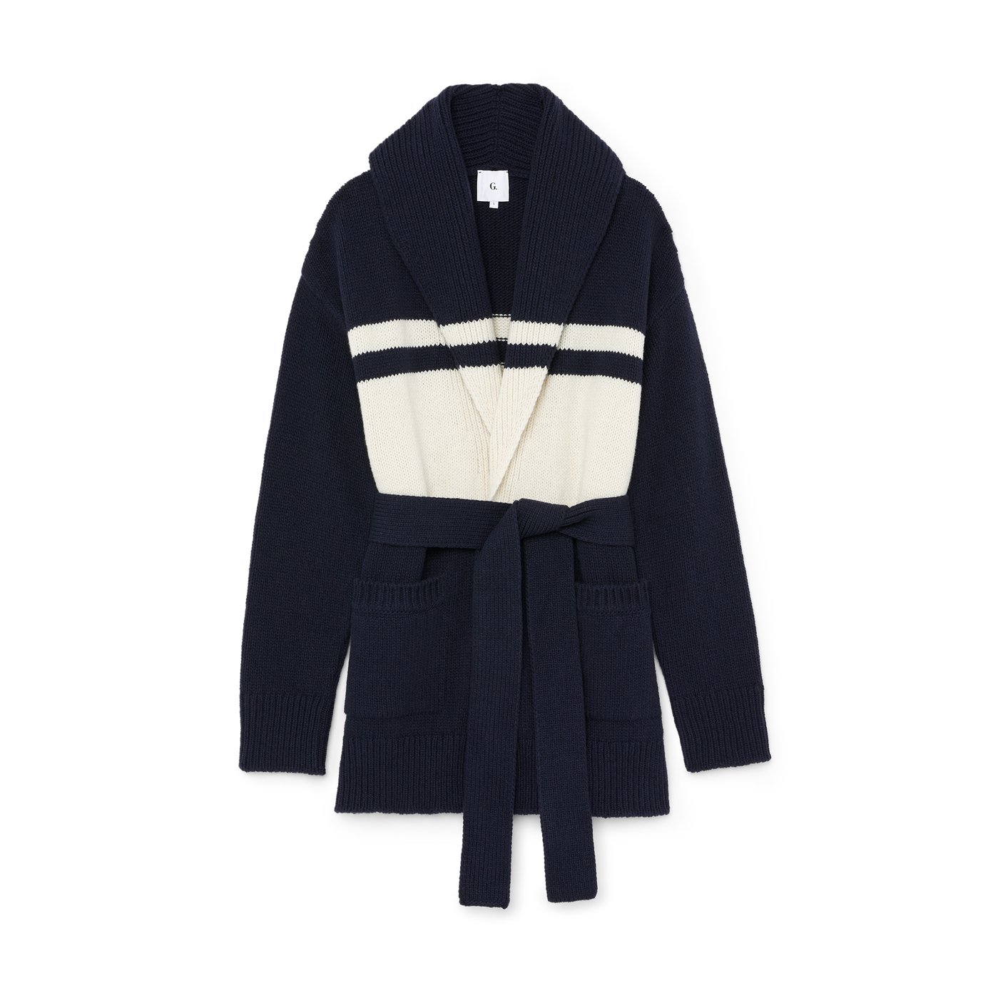 G. Label by goop Lorena Striped Shawl Collar Cardigan | goop