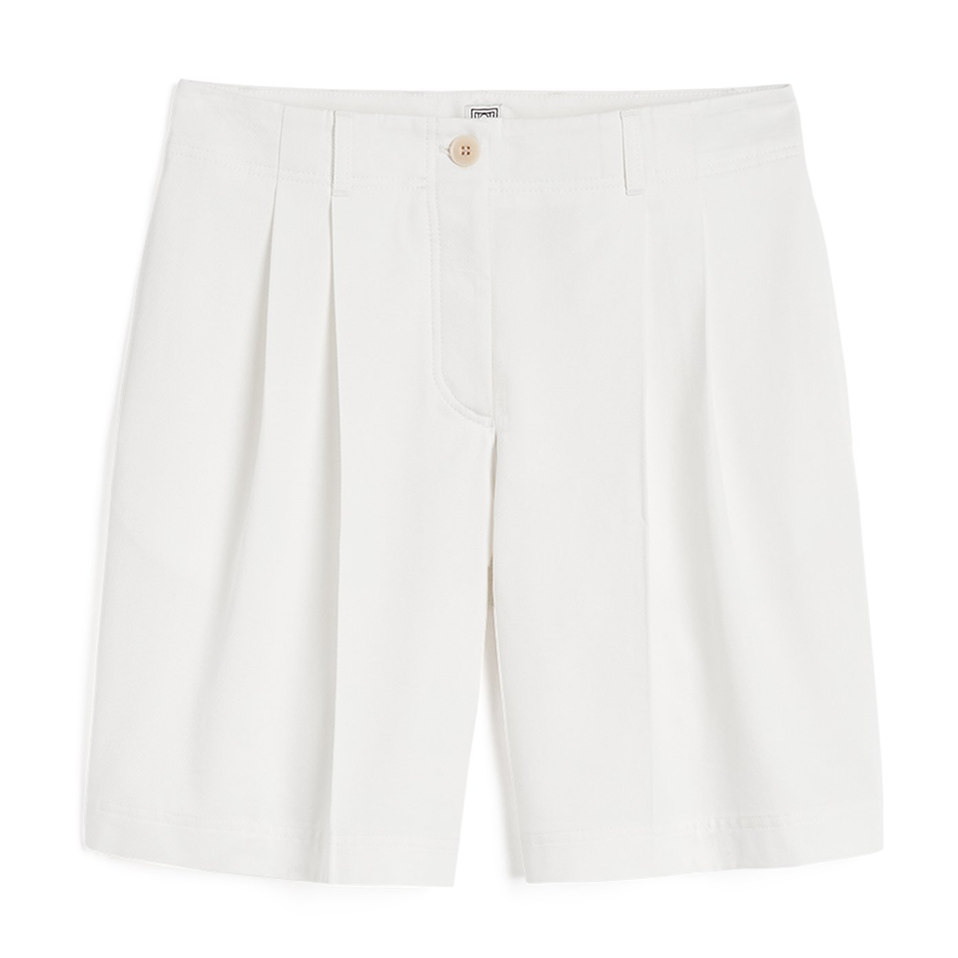 Totême - Overcast Beige Pleated Cotton Twill Shorts