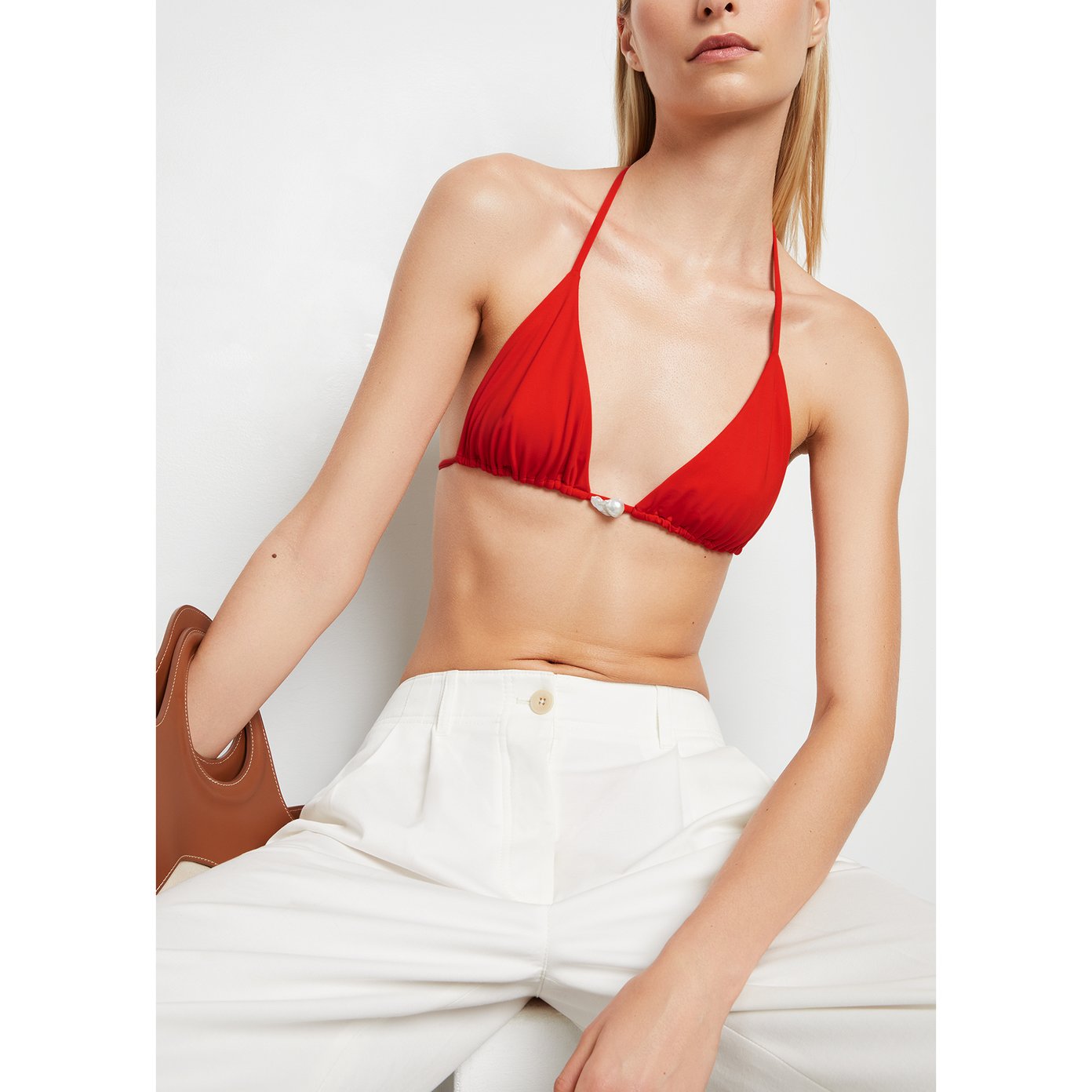 Sara Cristina Classic Triangle Bikini Top with Pearl | goop