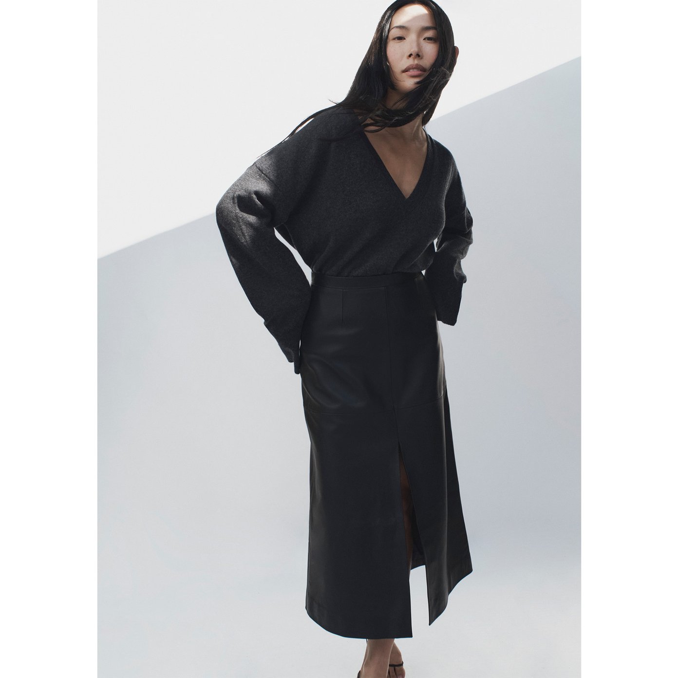 ★GLOWNY★G BOX MIDI SKIRT (BLACK)★正規品/韓国直送料込/人気 G BOX LONG SKIRT (BLACK) - GLOWNY