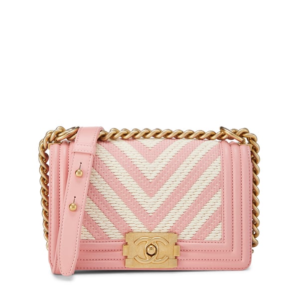 What Goes Around Comes Around Chanel Pink Woven Chevron Boy Small