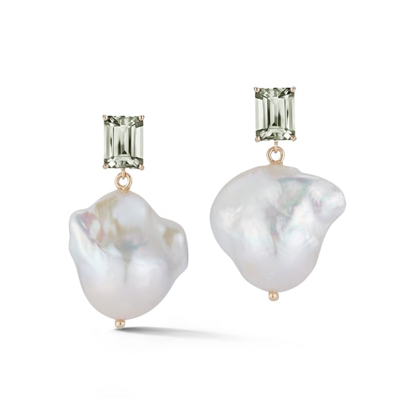 Mateo Green Amethyst and Baroque Pearl Drop Earrings