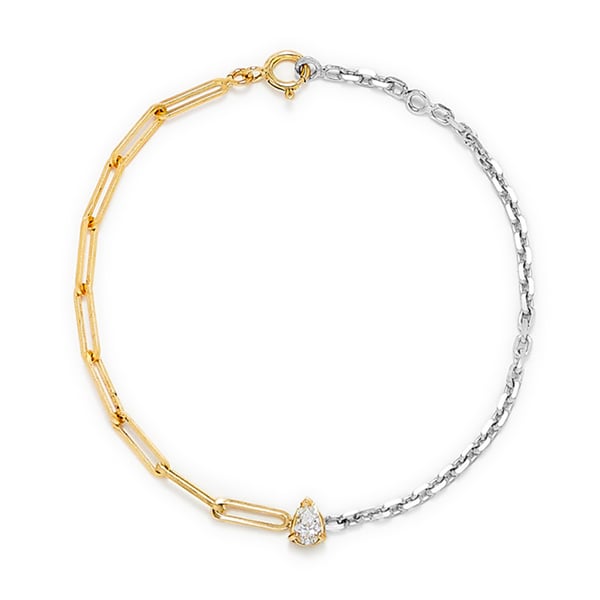 Yvonne Leon Yellow Gold and White Gold Solitaire Pear Diamond Bracelet
