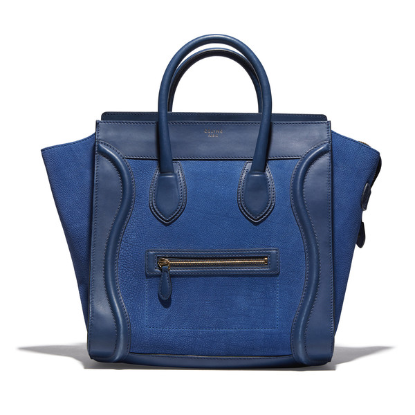 Drew Barrymore's Blue Leather Bag (Mini Luggage Tote)