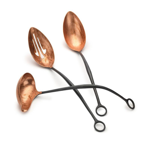 Hand Forged Steel And Copper Serving Spoons