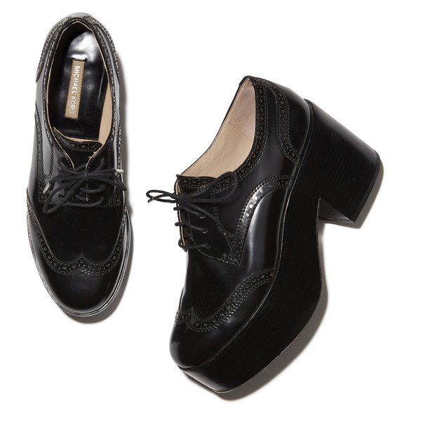 Lena Dunham's Black Platform Lace-Up Shoes