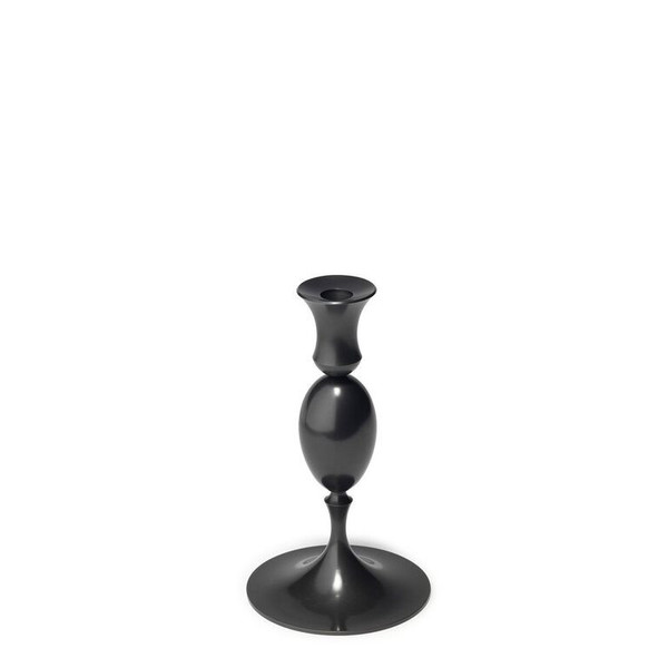 Short Oxidized Bronze Candlestick With Egg