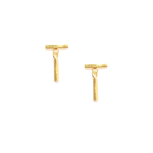 Mini T-Bar Earrings Gold