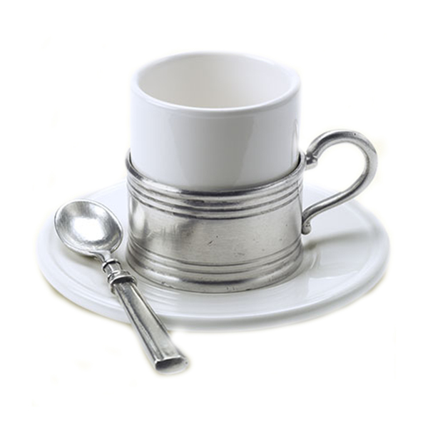 MATCH Pewter Espresso cup with ceramic saucer