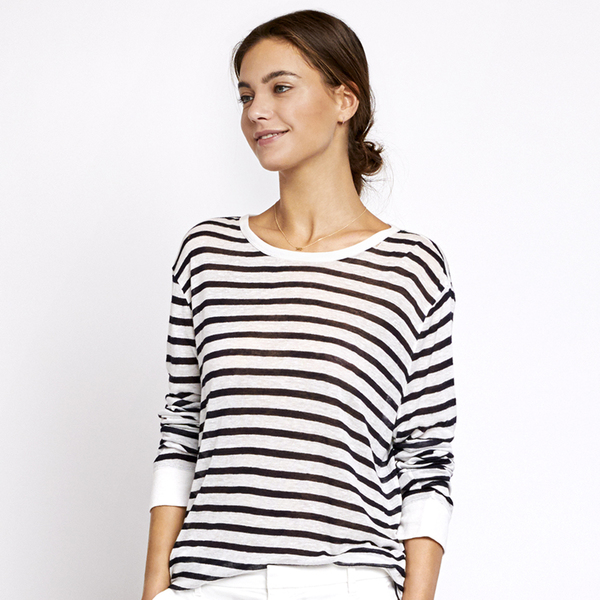 T By Alexander Wang Striped Long Sleeve Crewneck Tee Goop