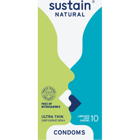 Sustain Lubricated Ultra Thin Condoms - 10 Pack
