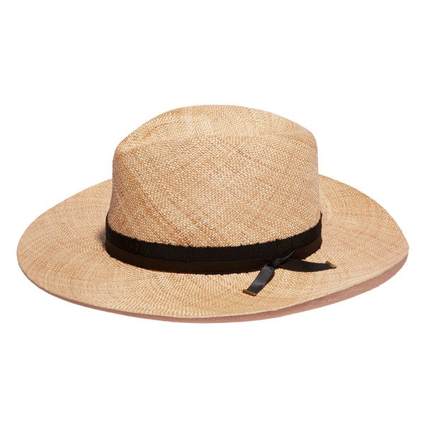 KIN THE LABEL Natural Bao Straw Hat with Black Ribbon