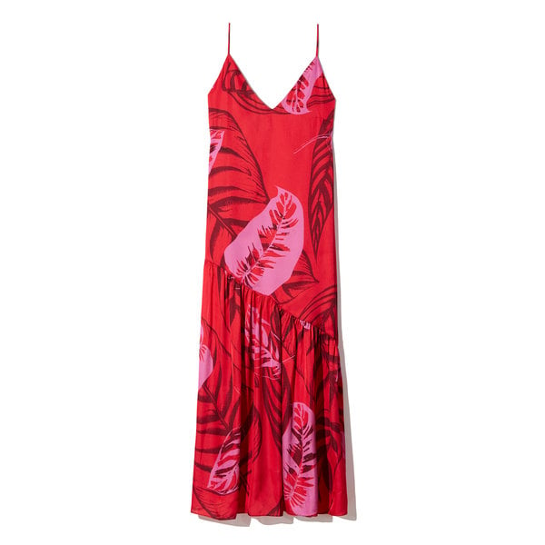 Borgo De Nor Joana Palm-Print Slip Dress