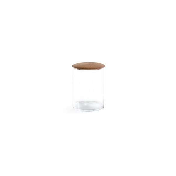 Hawkins New York Small Glass Storage Container with Oak Lid 