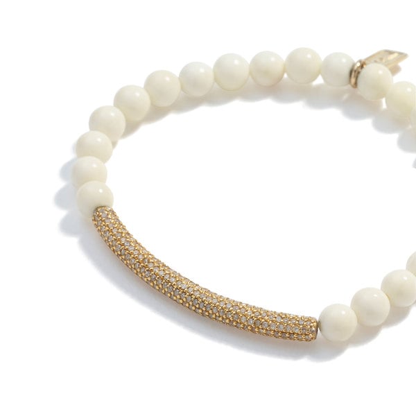 Sheryl Lowe Bone Bracelet with Pavé Diamond Bar