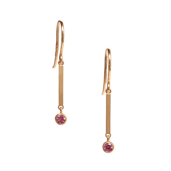 Jennifer Meyer Mini Stick Pink Sapphire Bezel Drop Earrings