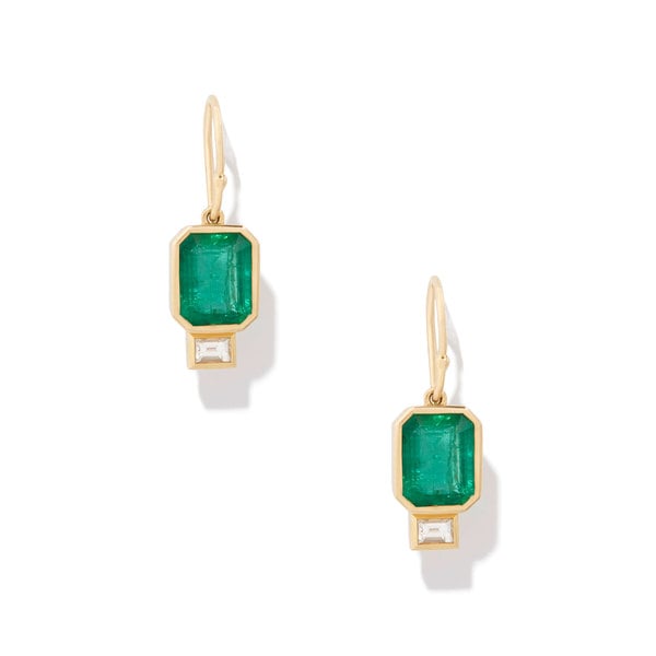 Azlee Emerald Baguette Earrings