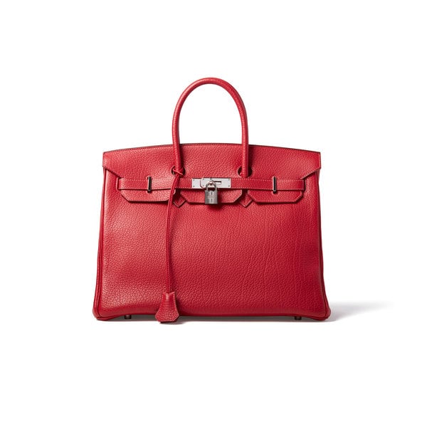 What Goes Around Comes Around Hermès Red Fjord Birkin 35cm Bag