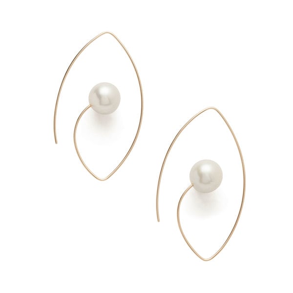 Hirotaka White South Sea Pearl Floating Oval Earrings