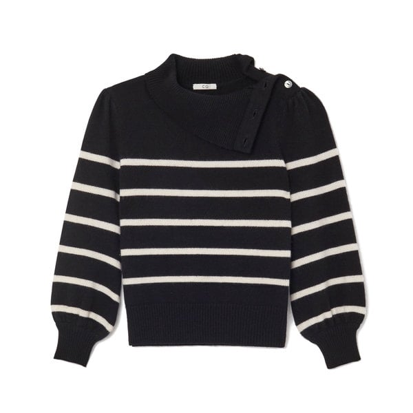 Co Wool-Cashmere Striped Turtleneck Sweater