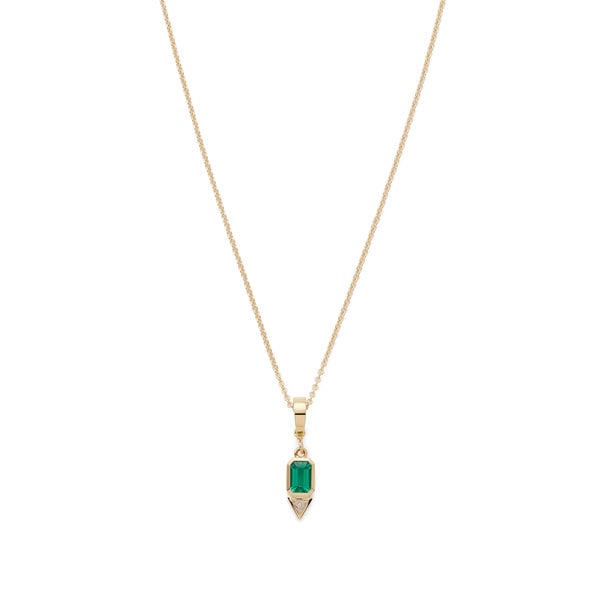 Azlee Emerald & Trillion Small Diamond Charm with 20" Chain