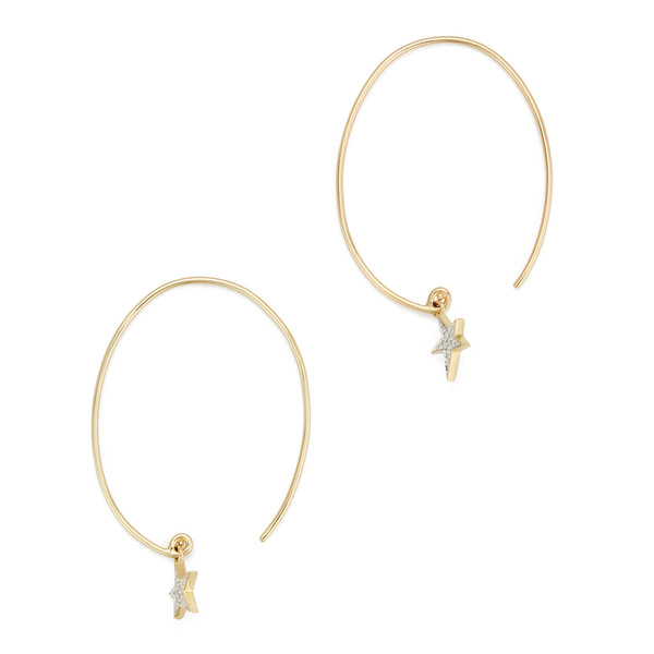 Eriness Diamond Star Charm Yellow-Gold Earrings