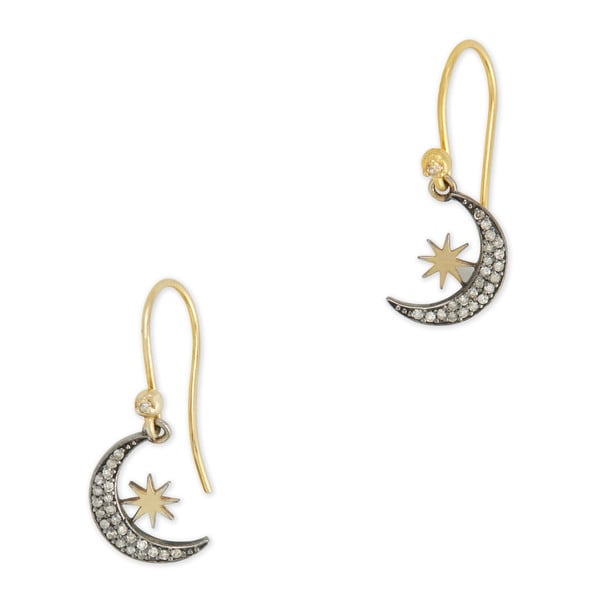 Kirstie Le Marque Pavé Diamond Moon Crescent Dangle Earrings
